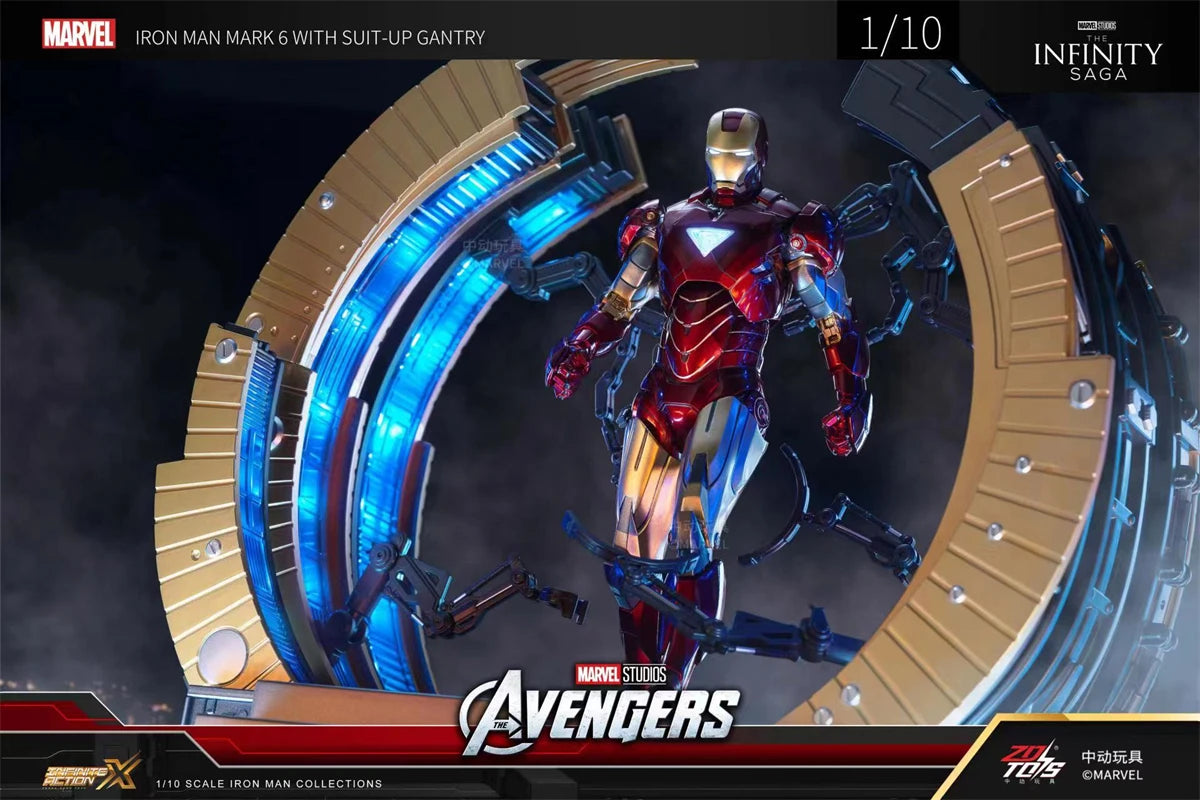 ZD Toys Avengers Iron Man Action Figure MK6 Suit-up Gantry Suit Up Gantry With MK4 Tony Stark Legends Collection Toy Gift