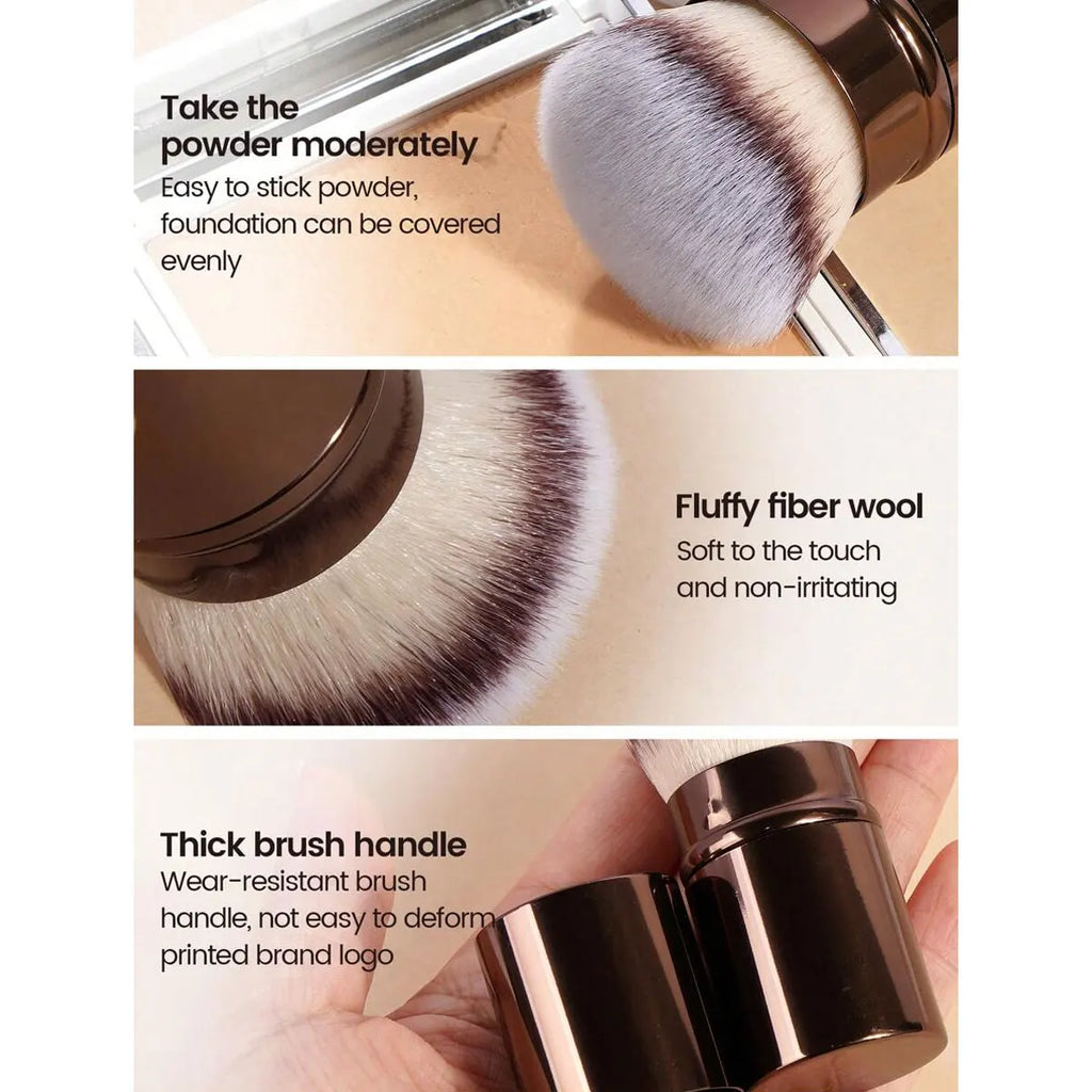 1pc Professional Face Retractable Makeup Brush,Blush Brush Foundation Brush Loose Powder Brush Synthetic Hair Ultra-Soft Doundat