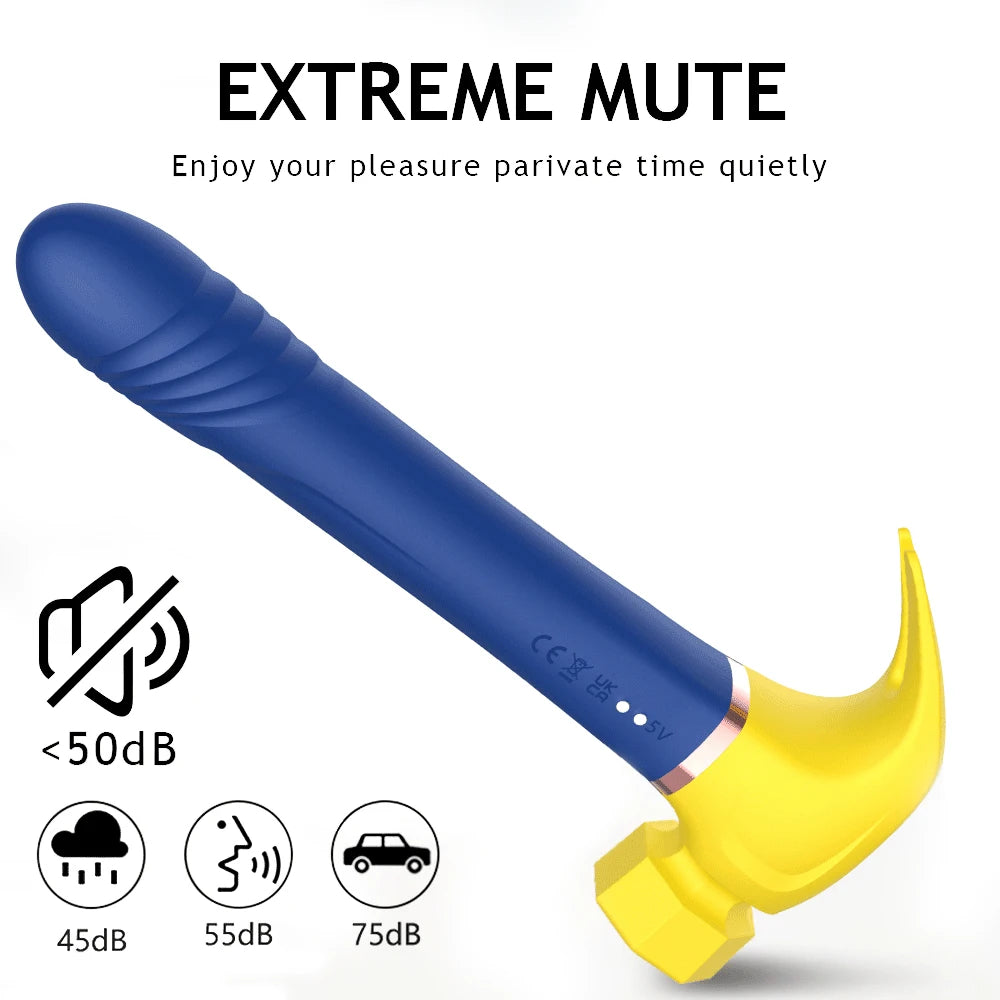 Women G Spot Vibrator 4 In 1 Magic Wand 7-Frequency Sucking Hammer Shape Rechargeable Sucker Vibration Sex Toy For Couple Adults