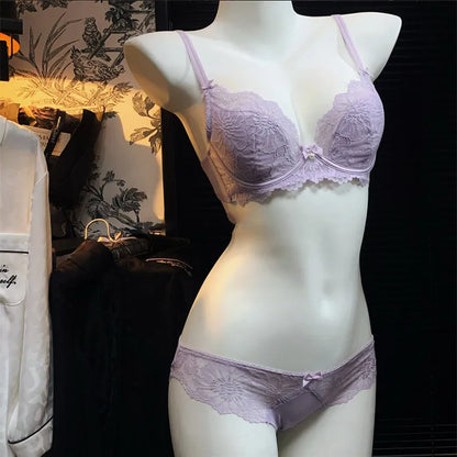 Women's Embroidered Lace Bra Set