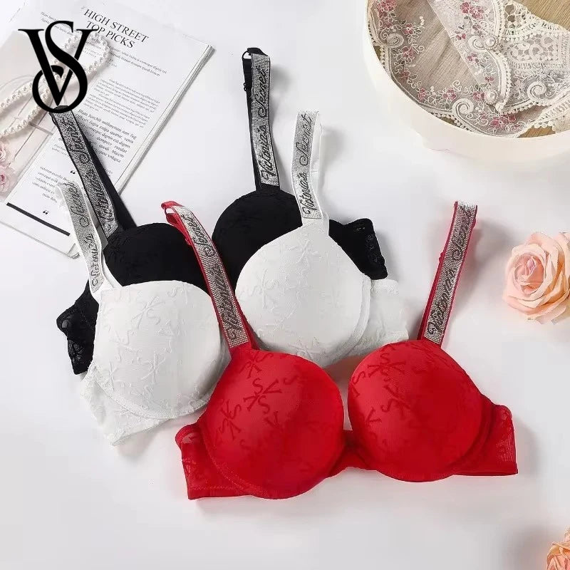 Women's Heart-Pattern Lace Bralette Set