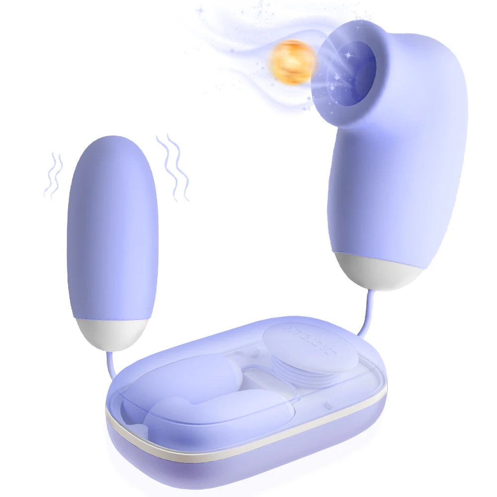 Double Jump Egg Clit Sucker Vagina Sucking Vibrator With Cute Magic Box Female Clitoris Vacuum G-pot Stimulator Nipple Sex Toys