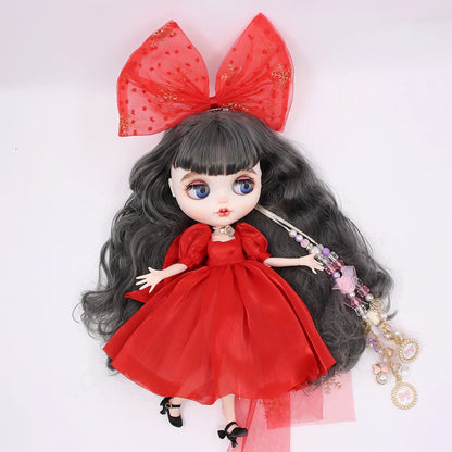 ICY DBS Blyth doll 1/6 bjd bow hair clip dress wedding dress set girls toys sd