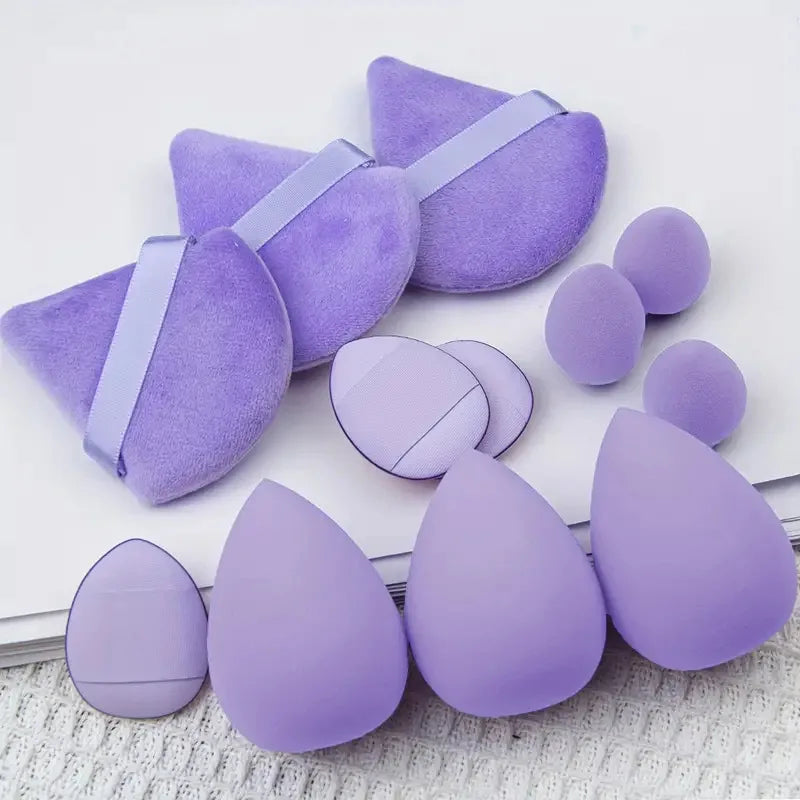 12-Piece All-Purpose Makeup Sponge Set, Made of 3 Loose Powder Puffs, 3 Mini Air Cushion Puffs, 3 Beauty Eggs and 3 Mini Beauty