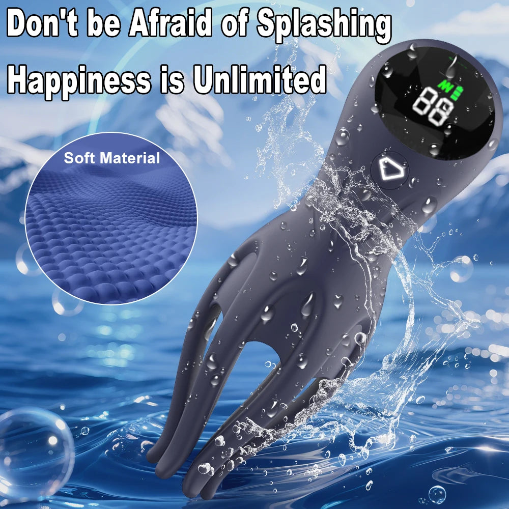 Electric Shock Male Vibrator Penis Glans Stimulator Strong Vibration Led Display Delay Training Exerciser Extender for Male Mas