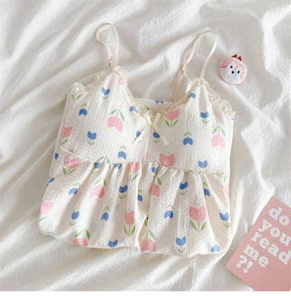 Women's Floral V-Neck Halter Nightgown