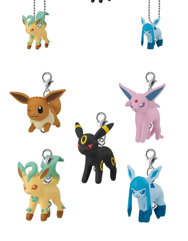 Bandai Pokemon Eevee Gashapon Figure Keychain Volume 13 Pendant Leafeon Glaceon Espeon Umbreon Bag Charm For Anime Collectors