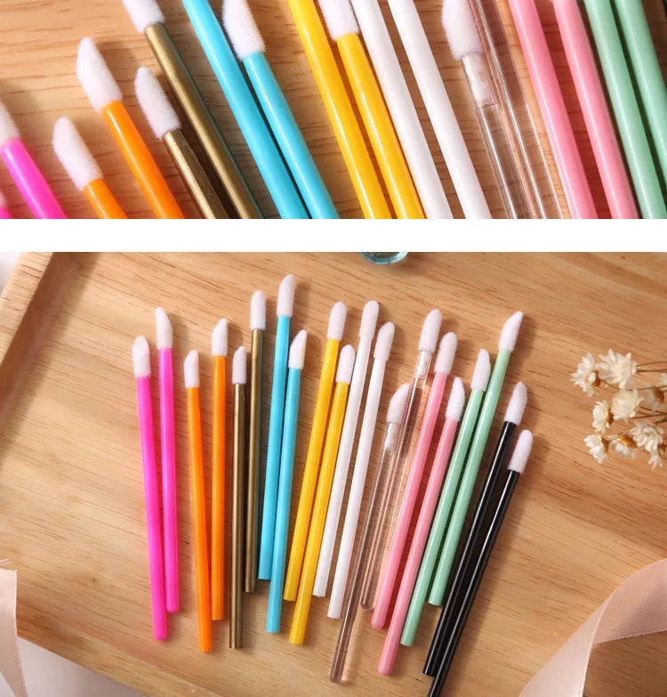 50 Pcs Disposable Cosmetic Lip Brush Makeup Lipstick Mascara Wands Applicators Eyelash Cleaner Lip Gloss Make Up Brushes Tools