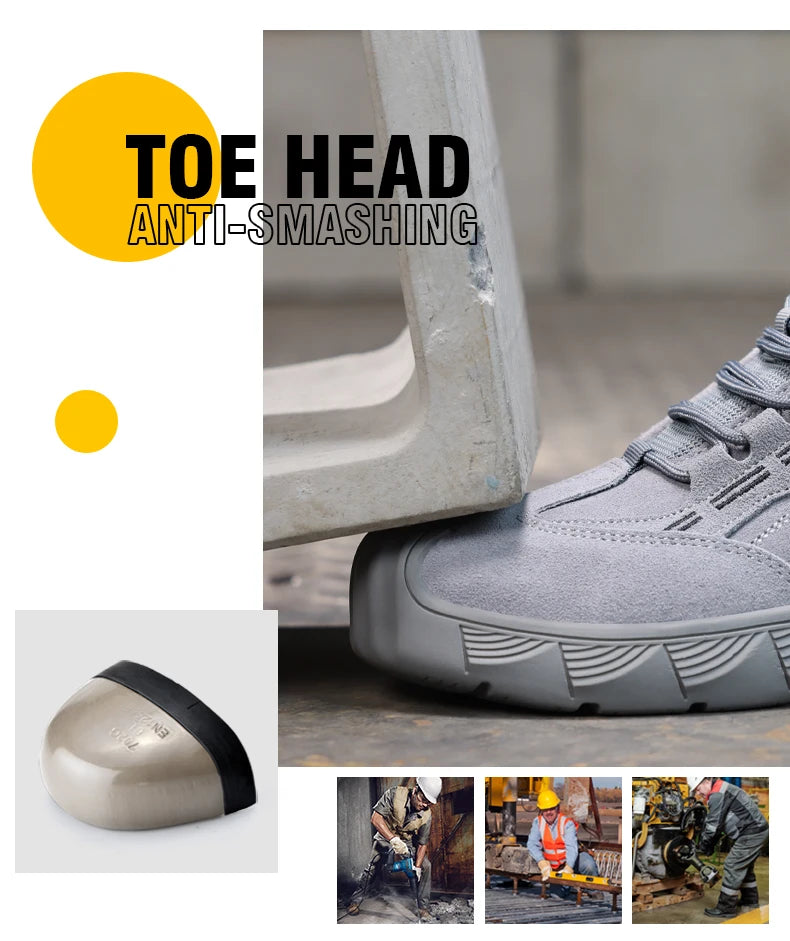 GUYISA Men's Anti-Shock and Anti-Penetration Work Shoes with Rubber Soles