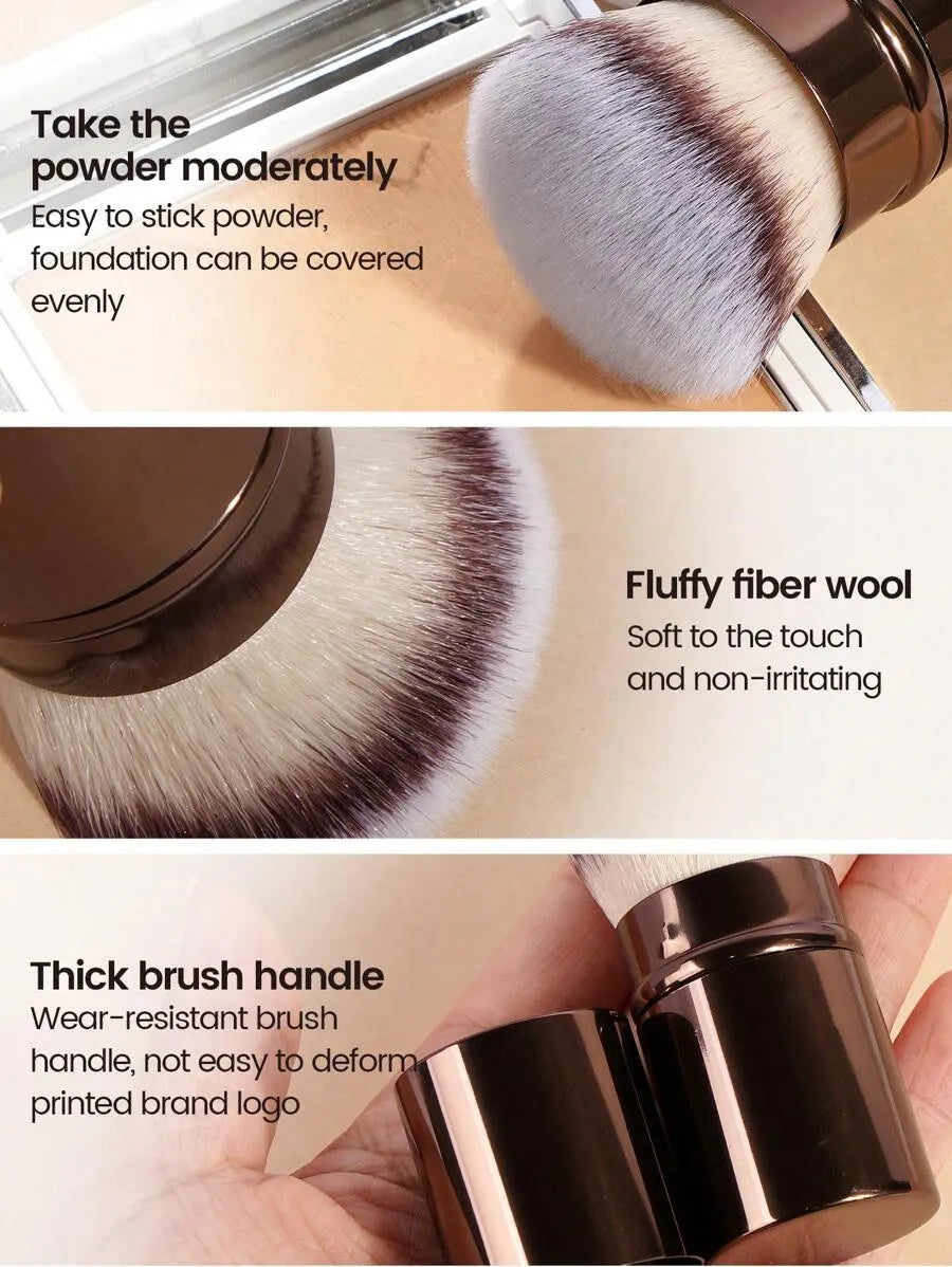 1pc Professional Face Retractable Makeup Brush,Blush Brush Foundation Brush Loose Powder Brush Synthetic Hair Ultra-Soft Doundat