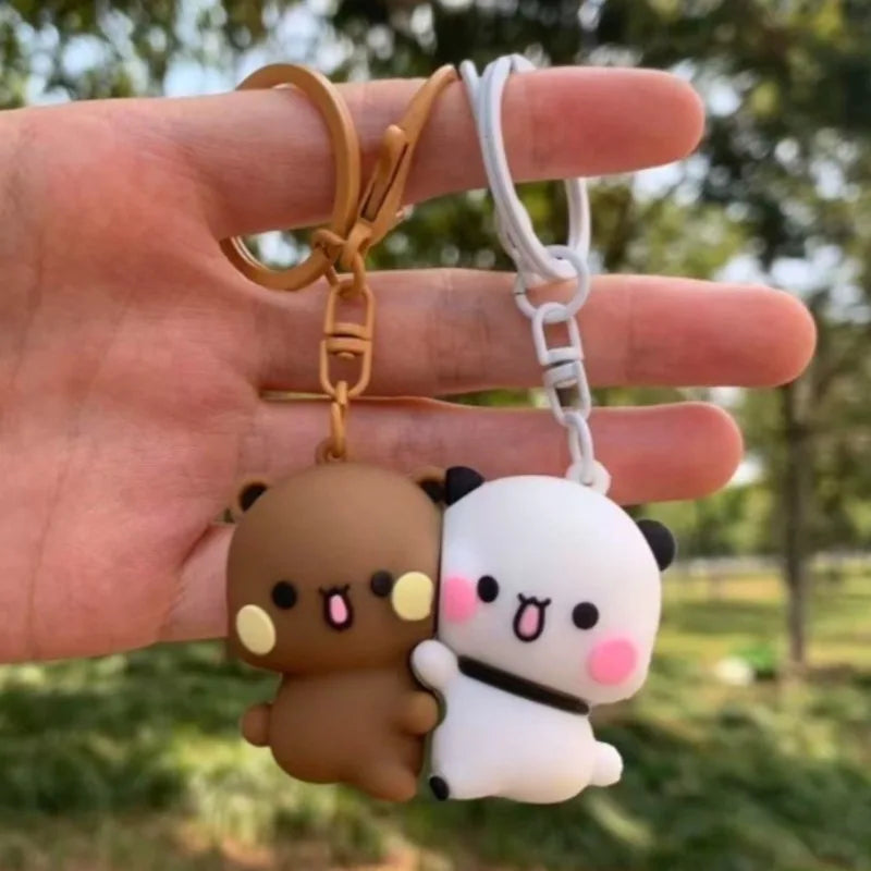 Cartoon Panda Bubu Dudu Magnetic Keychain Cute Backpack Pendant with Toy Figures Couple Accessories Ideal Fantasy Themed Gift