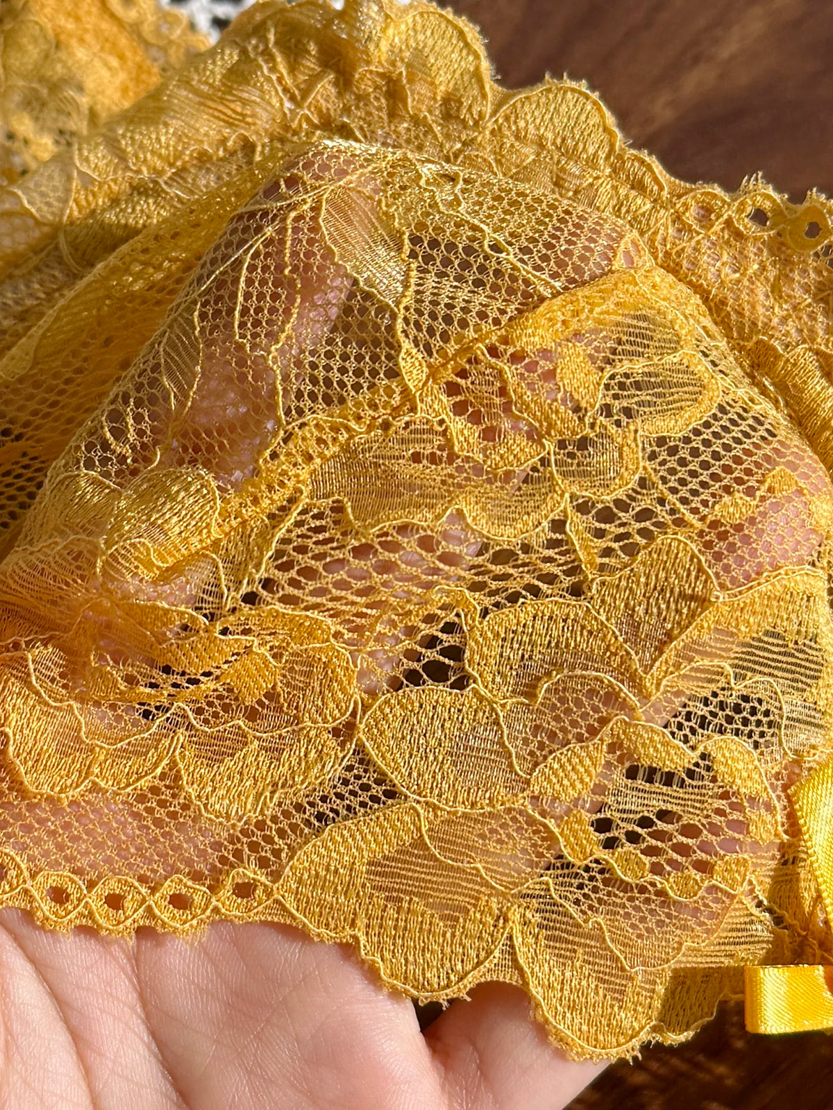Women's Yellow Floral Lace Bra & Panty Set