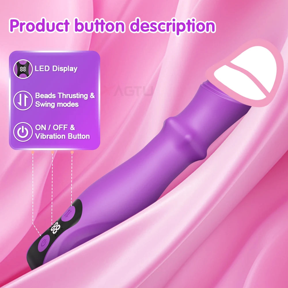 Thrusting Vibrator Dildo Sex Toys , 7.2" Silicone G Spot Rotation Vibrating Dildos Anal Vaginal Stimulator Adult Toys for Women