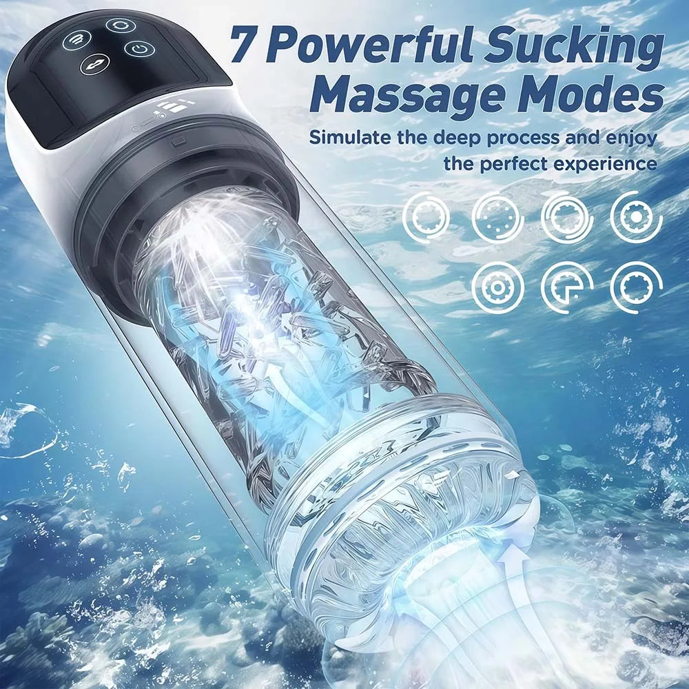 Automatic Male Masturbation Cup Thrusting Rotation Male Masturbator Sucking Licking Vacuum Penis Pump Real Pocket Pussy Sex Toys