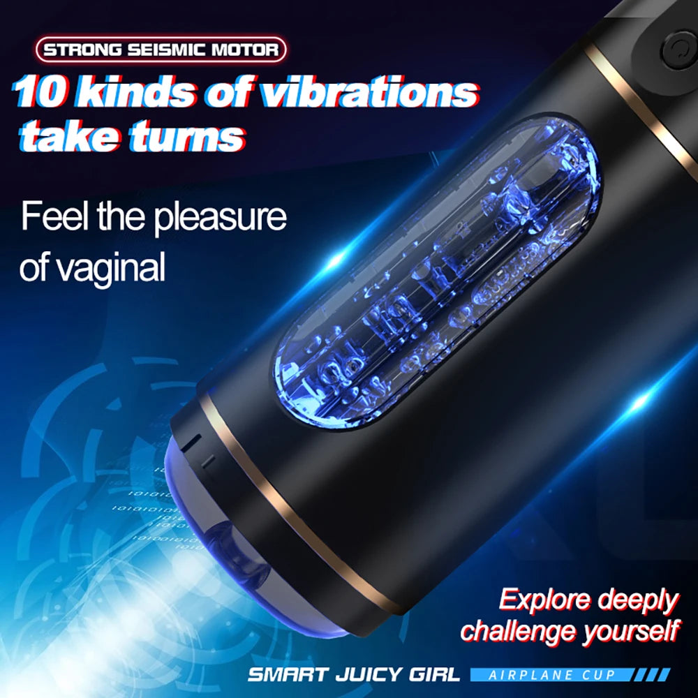 Automatic Male Masturbator Cup Vibration Vibrating Masturbation Machine Vagina Pusssy Blowjob Toys for Man Adults 18