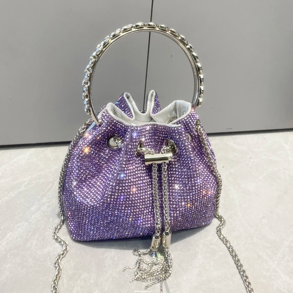 Women's Crystal Rhinestone Bucket Clutch Bag – Evening & Banquet, 7 Colors - TRYSHOPPY
