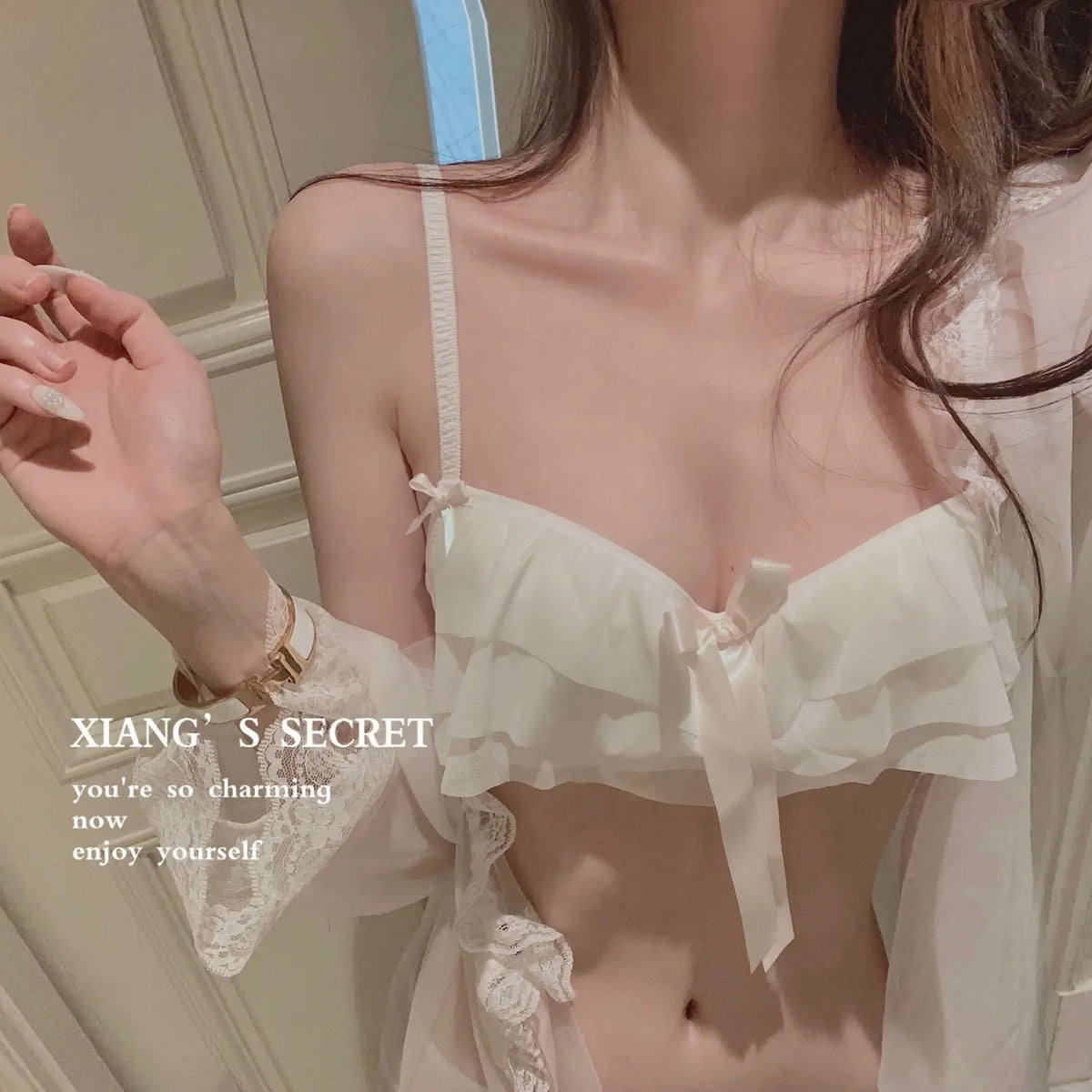 Women's Ruffle Mesh Wireless Bra