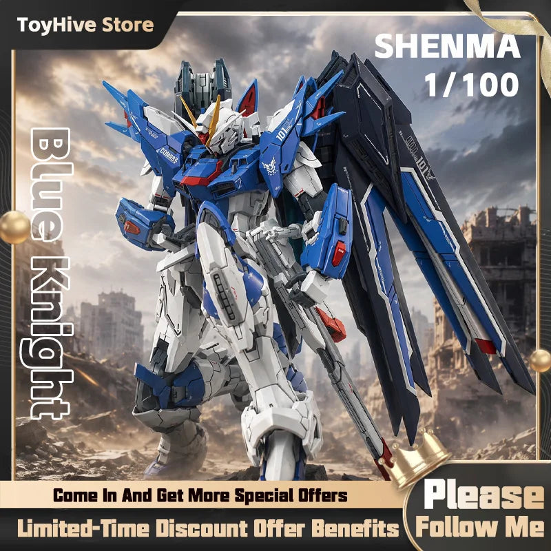 SHENMA Model Blue Knight 1/100 Custom Rising Freedom Mecha GK Modified Full Transformable MA Anime Robot Assembly Plastic Model