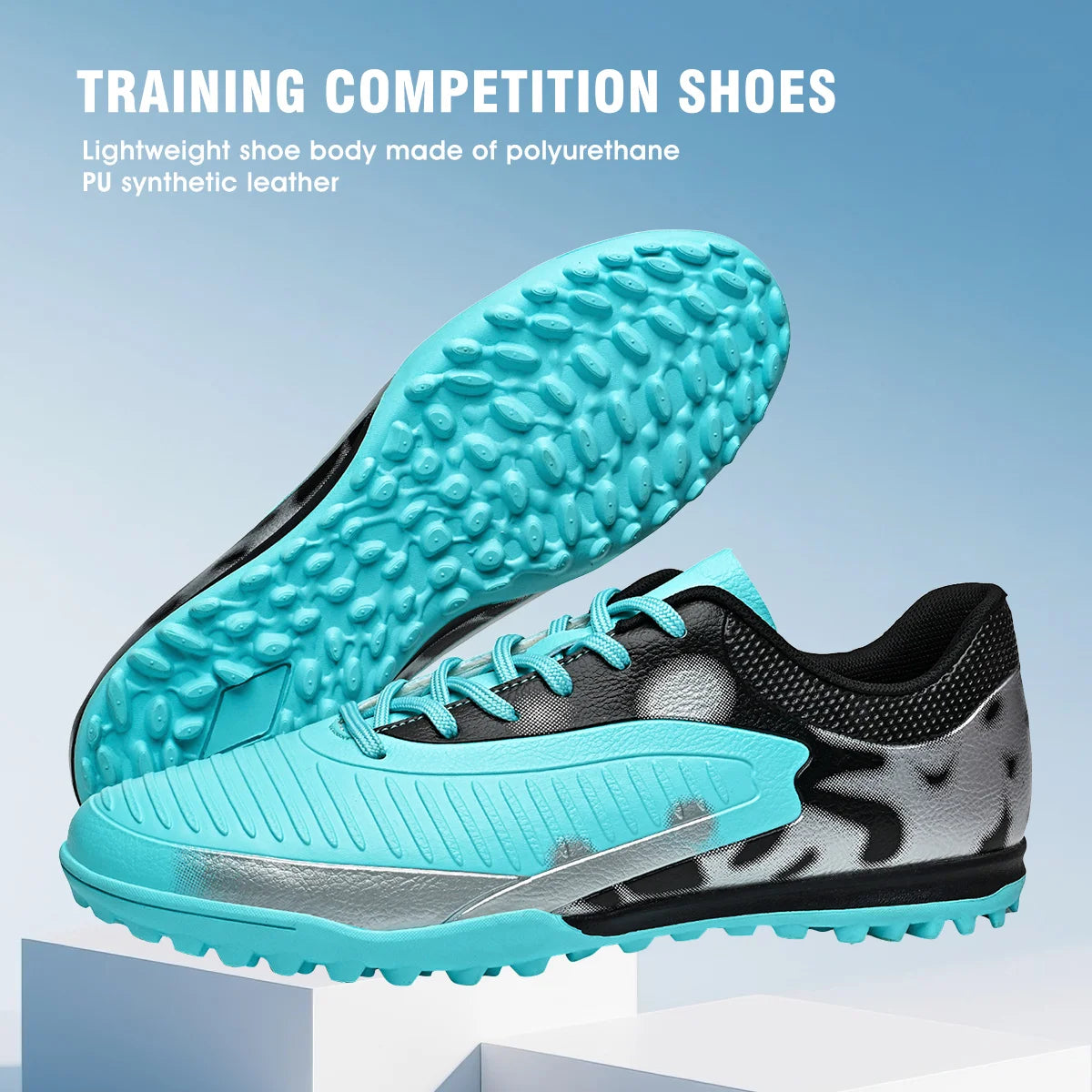 High Grip Unisex Soccer Trainers PU Woven Upper Rubber TF Studs Anti-Slip Breathable Men Outdoor Cleats