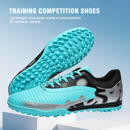 High Grip Unisex Soccer Trainers PU Woven Upper Rubber TF Studs Anti-Slip Breathable Men Outdoor Cleats