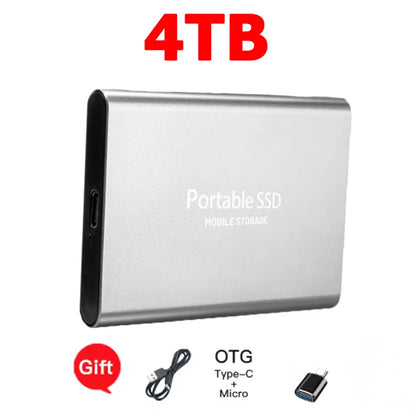 High-speed SSD 1TB Portable External Hard Drive 2TB Solid State Drive 4TB Mass Hard Disk for Laptop Mac PC and Mobile Phone Data