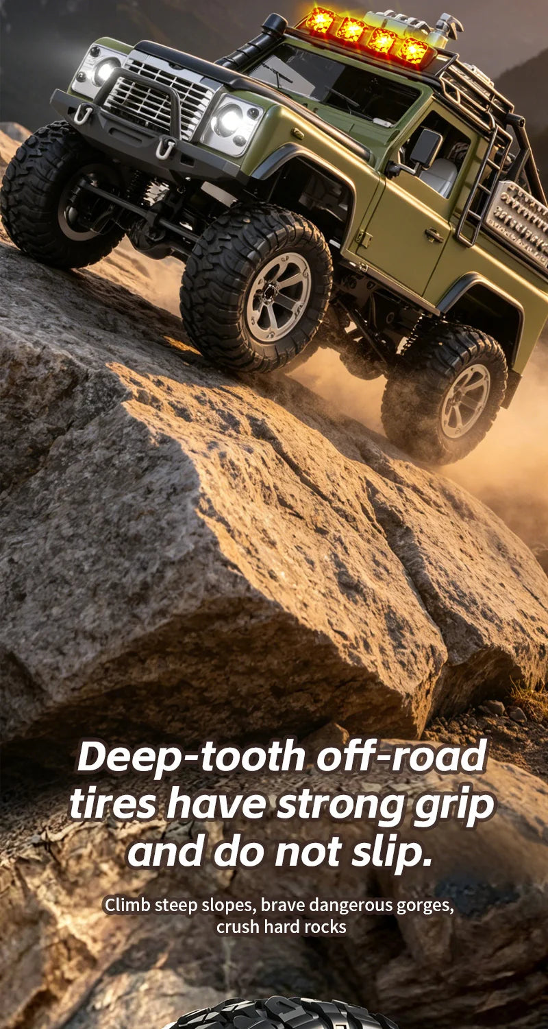 KF90 1:12 2.4G RC Car With Lights 4WD 60Mins Remote Control Climbing Car Off-Road Vehicle RTR High Speed Drift Model Toy for Kid
