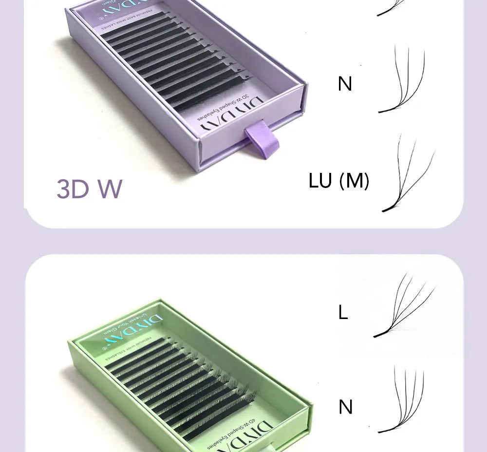 DIYDAY L / LU(M) / N 3D 4D 5D W Shape Eyelash Extension W Style Faux Mink Eyelashes Premade Volume Fan Lashes Supplies