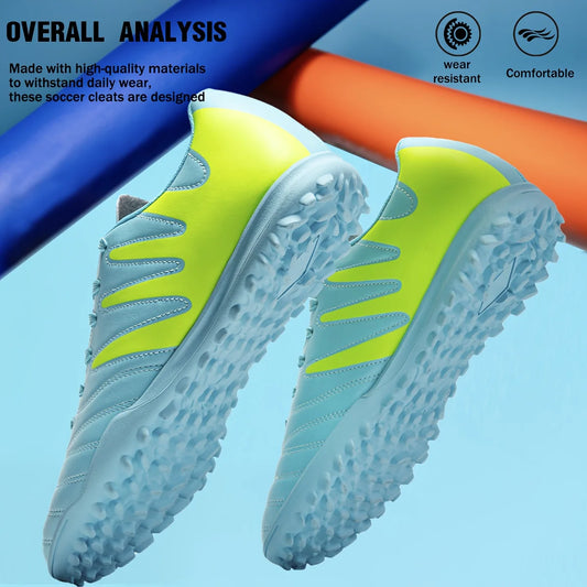 Breathable TF Turf Soccer Cleats Non-Slip Wear-Resistant Strong Grip Ankle Support Stable Lightweight Flexible
