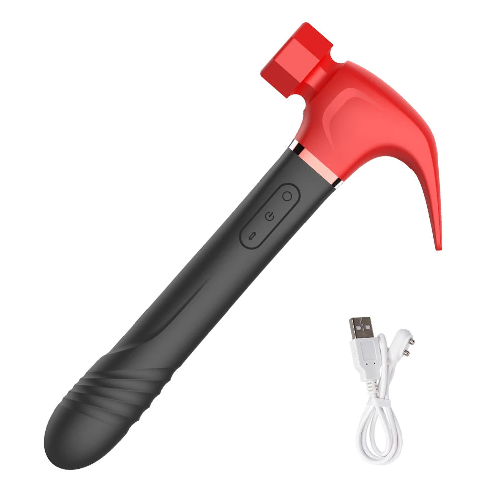 Women G Spot Vibrator 4 In 1 Magic Wand 7-Frequency Sucking Hammer Shape Rechargeable Sucker Vibration Sex Toy For Couple Adults