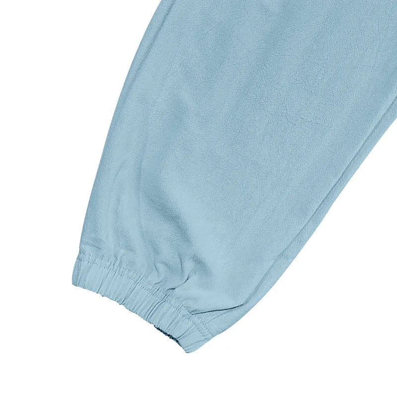 Amazon Cross-Border Cotton and Linen Tied Feet Multi-Pocket Tether Solid Color Loose Drawstring Trousers