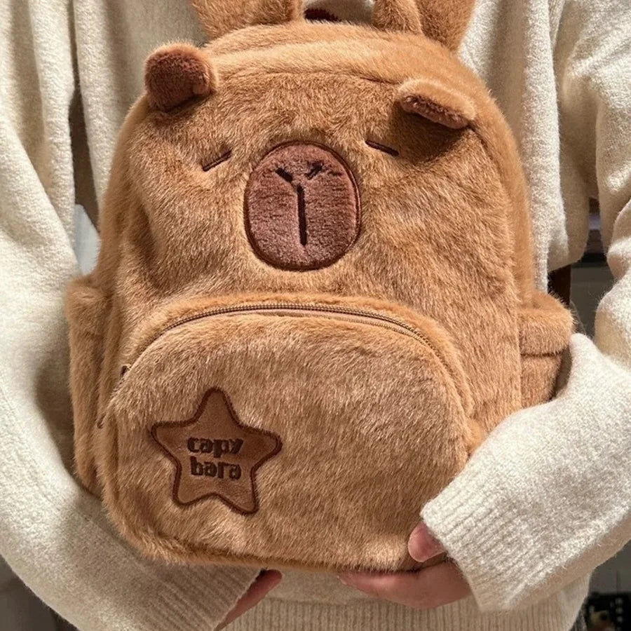 Capybara Plush Backpack Kawaii Fashion Plushie Doll Fur Pendant Children's Shoulder Bag Mini Knapsack Bags Gifts For Girlfriend