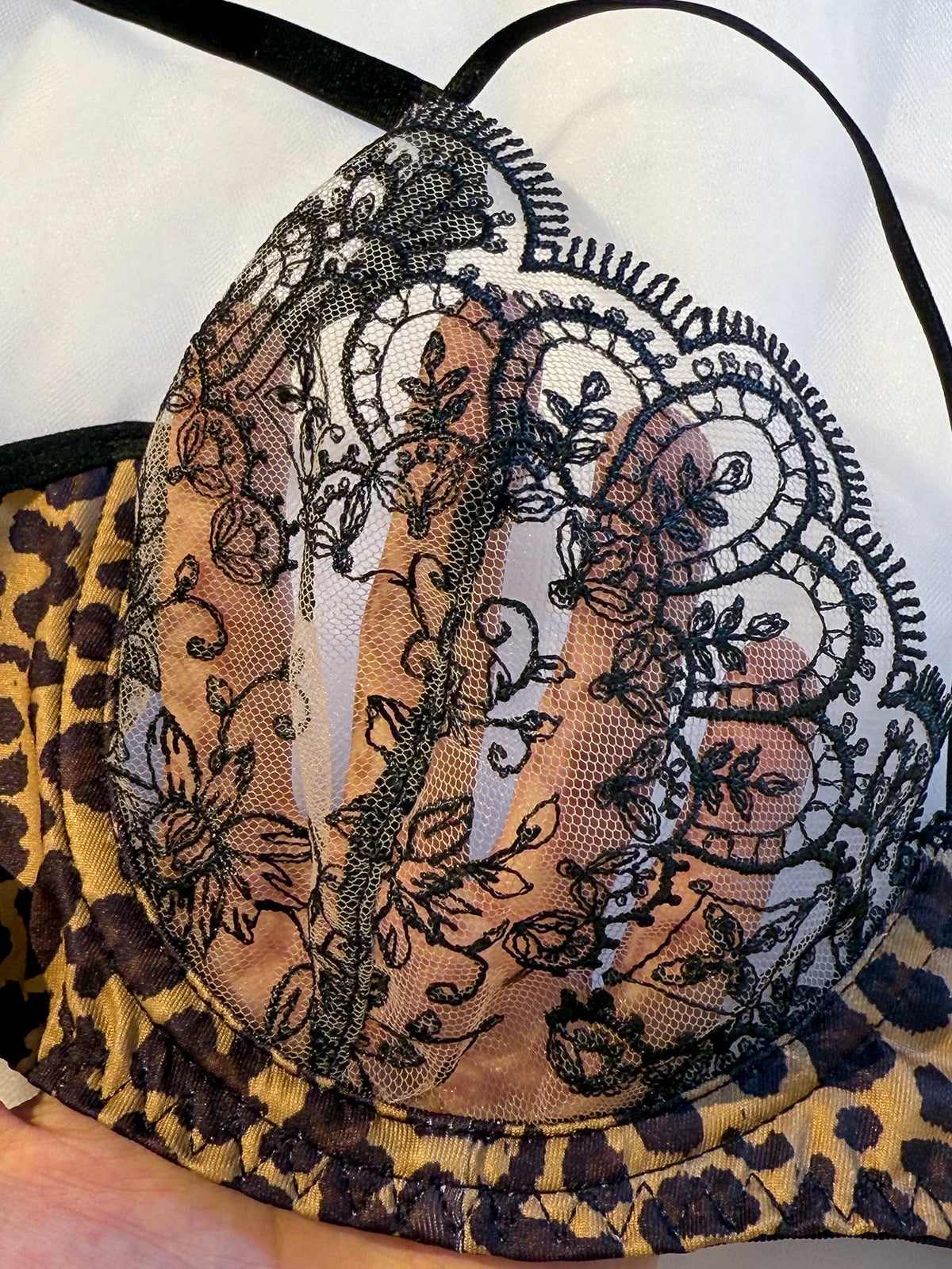 Women's Leopard Print Lace Bra & Brief Set