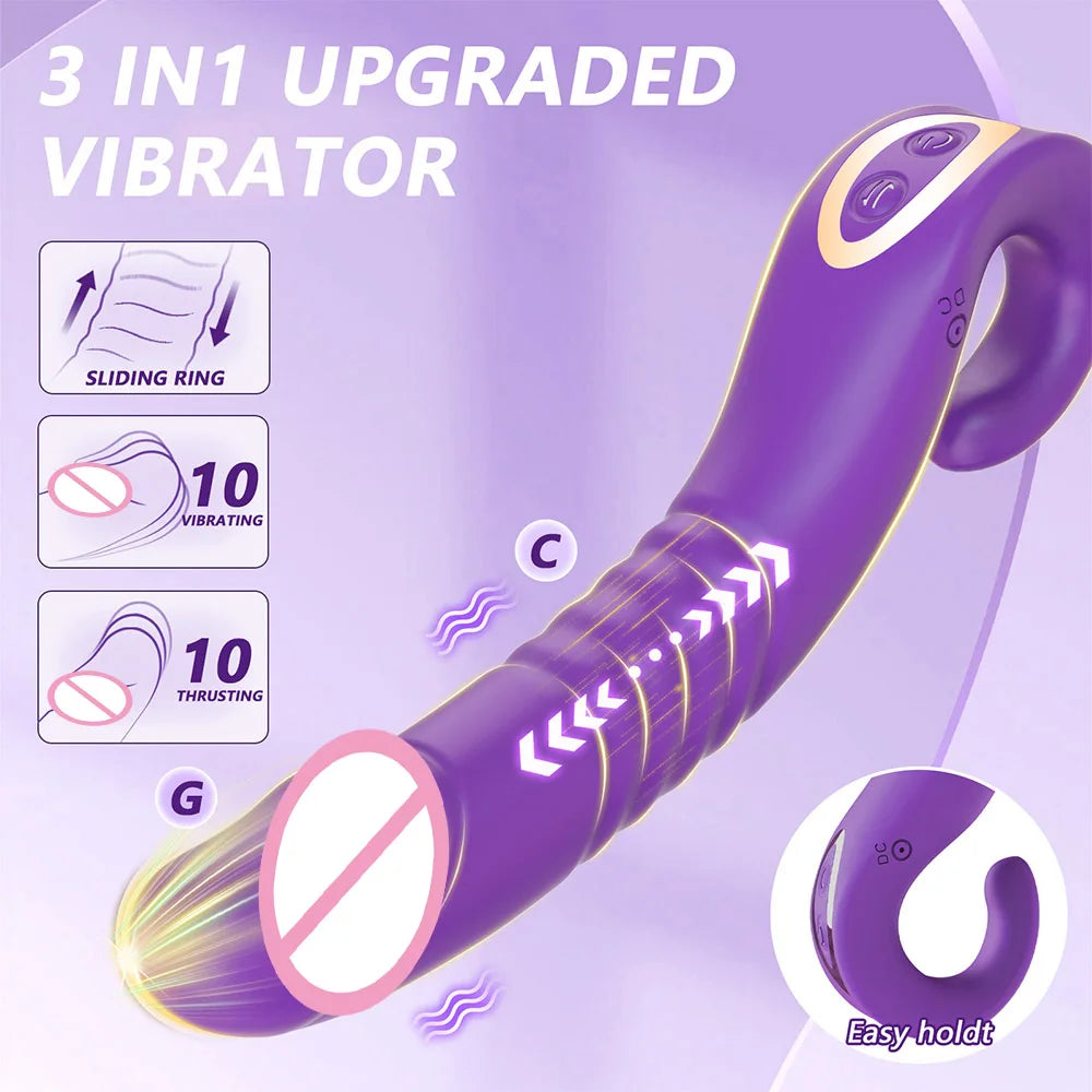 Powerful Telescopic Dildo Vibrator Female G-spot Clitoral Anal Stimulator Vagina Massager Sex Toy Couple Adult Supplies