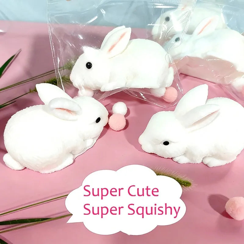 Squishy Cute Bunny Squeeze Toy Soft Kawaii Little White Rabbit Fidget Toy Anti Stress Release Hand Relax Gift Toy