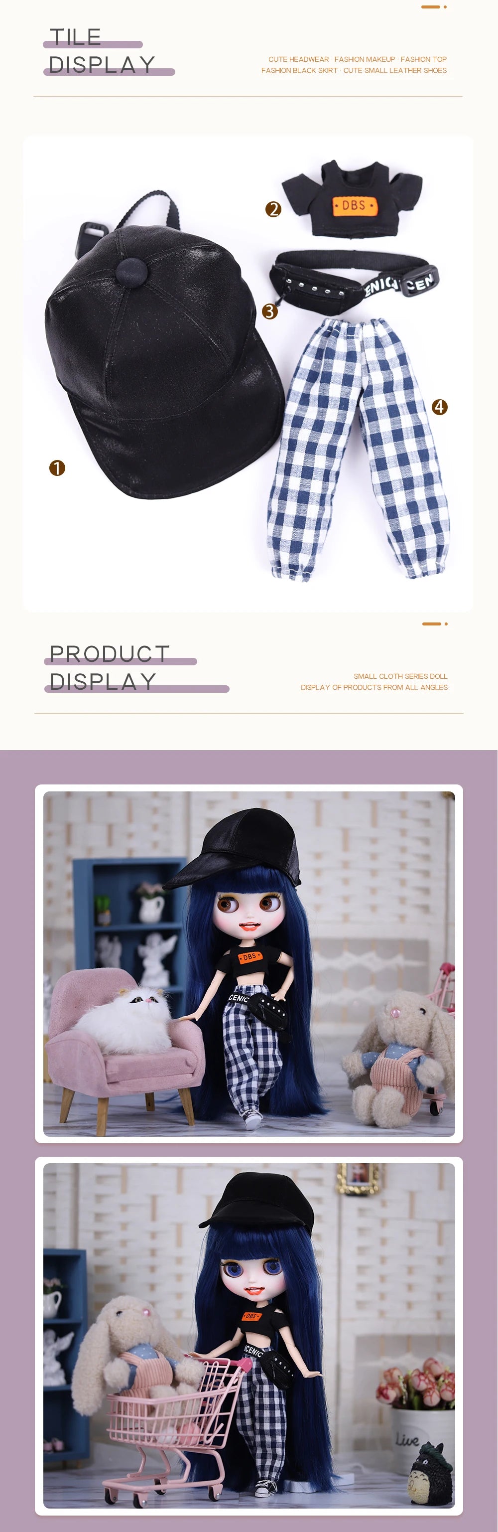 DBS Dress for Blyth Doll ICY Licca Set Casual Clothing Anime Doll Clothes