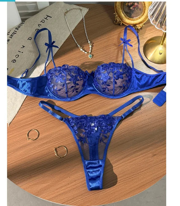 Women's Embroidered Lace Bra & Panty Set