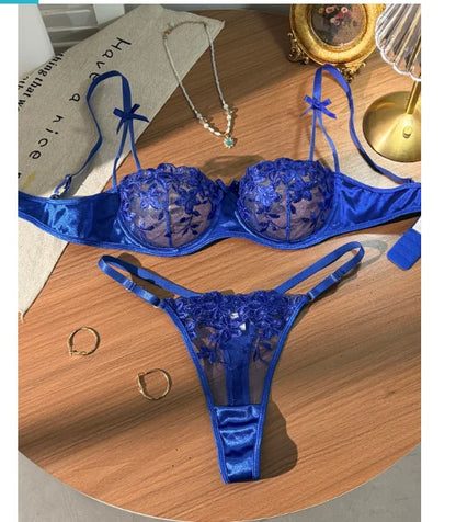 Women's Embroidered Lace Bra & Panty Set