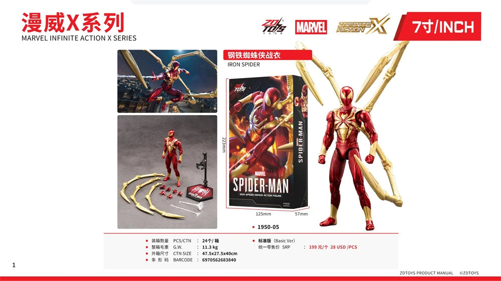 Marvel ZD Toys Iron Man Figure MK3 MK4 MK85 MK42 MK18 MK19 Spider-Man PS4 Iron Spider Action Figure Collections Gift