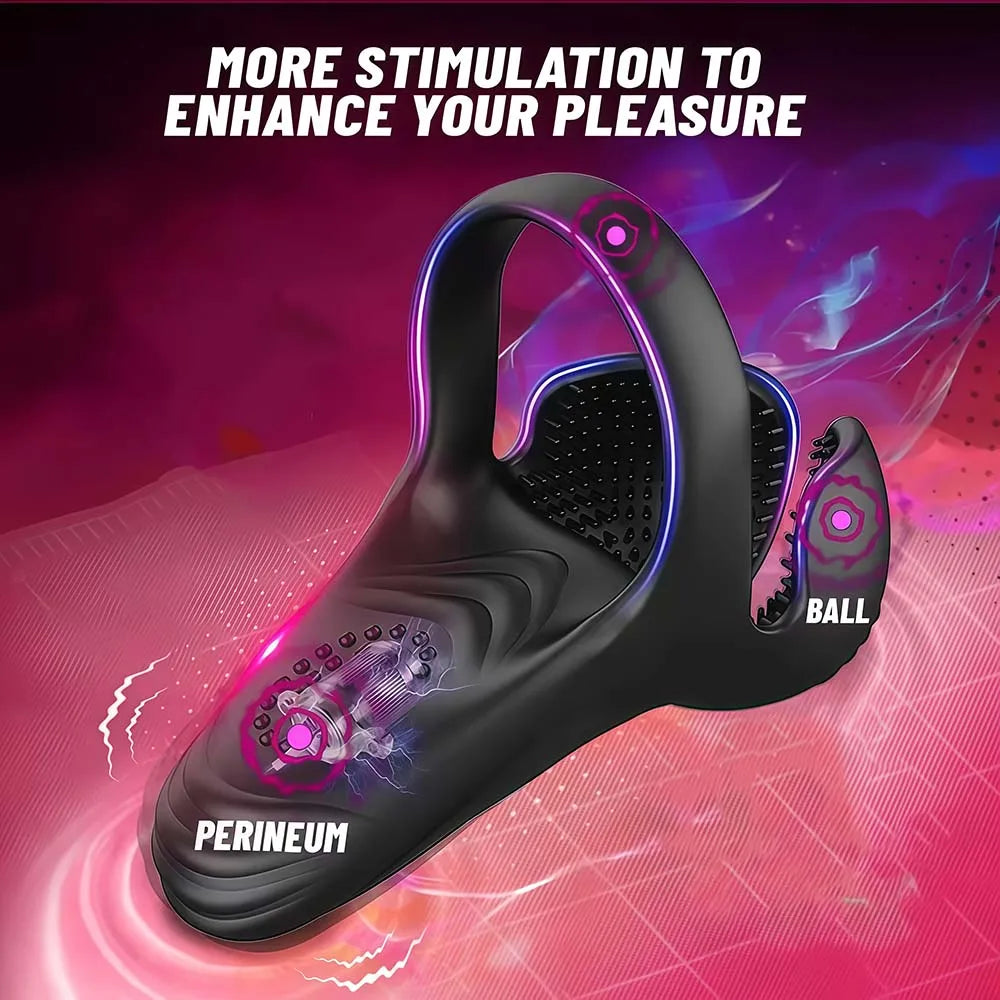 Remote Control  Vibrating Cock Ring for Men Testicle Massager Delay Ejaculation Perineum Scrotum Stimulator Adult Sex Toys