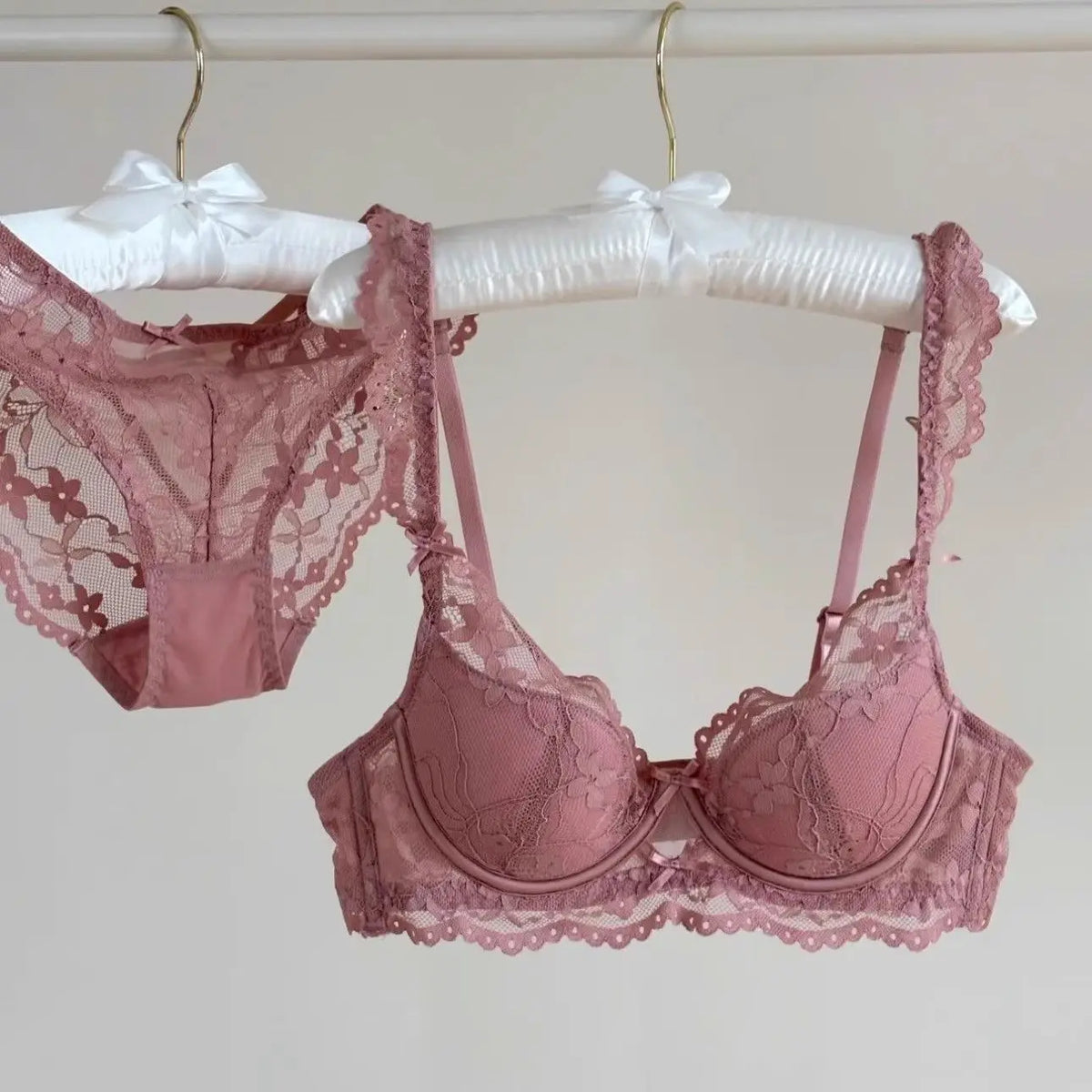 Women's Lace Bow Bra Set