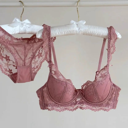 Women's Lace Bow Bra Set