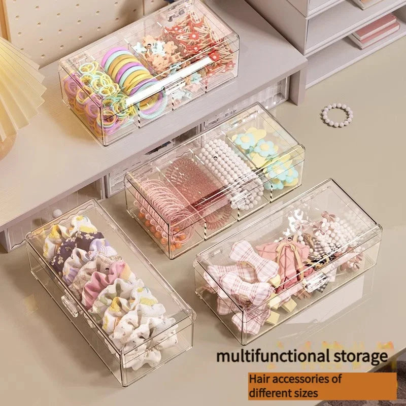 Transparent Plastic Hair Accessories Storage Box Lightweight Countertop Cosmetic Storage Box