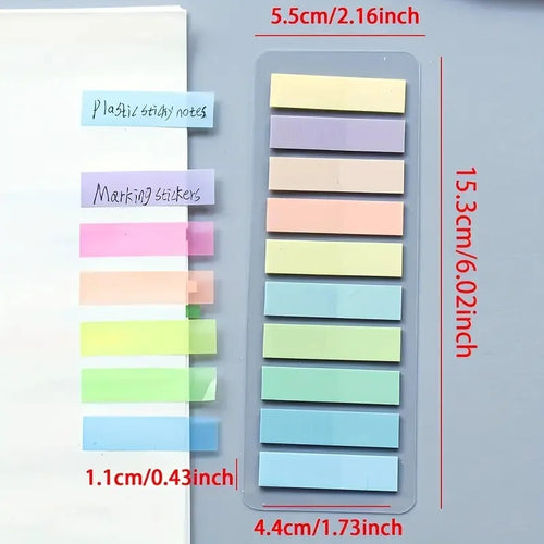 200Pcs of European vintage fluorescent PET transparent marked ten mixed colors for organization recording Suitable for office