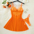 Orange Lace Mesh Sleepwear Set