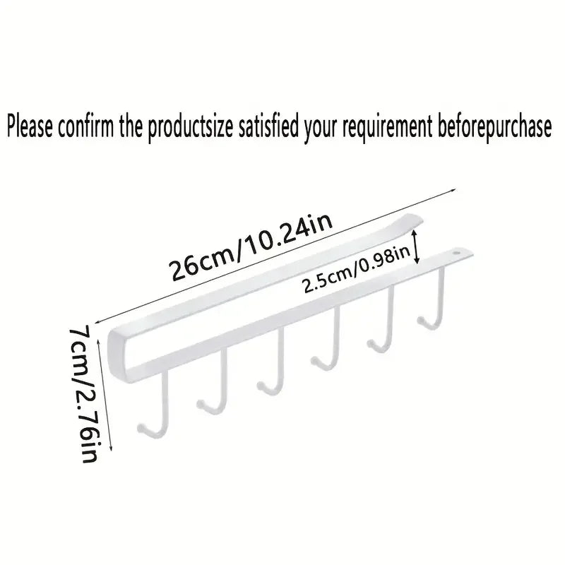 Wall-mounted Hat Storage Rack Iron Storage Hanger with 6 Hooks Portable Multi-functional Wardrobe Storage Hanger Door Hat Holder