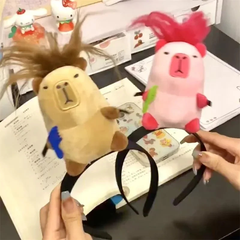 Cartoon Funny Capybara Hair Hoop Headband Summer Women's Cute Face Wash Headband Funny Plush Hair Band Hair Accessories