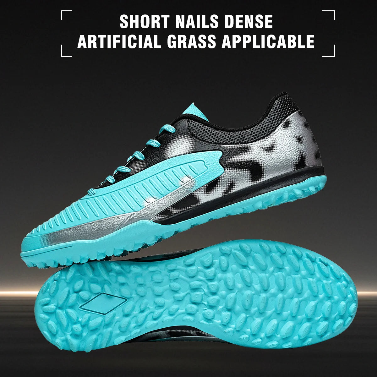 High Grip Unisex Soccer Trainers PU Woven Upper Rubber TF Studs Anti-Slip Breathable Men Outdoor Cleats