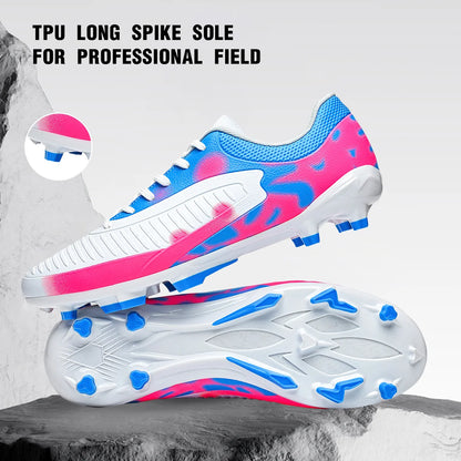 AG/FG Soccer Cleats for Men Women Youth PU Fabric Upper TPU Sole Non-Slip Wear-Resistant for Natural Grass Sports Pitch Tra