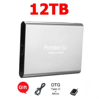 High-speed SSD 1TB Portable External Hard Drive 2TB Solid State Drive 4TB Mass Hard Disk for Laptop Mac PC and Mobile Phone Data