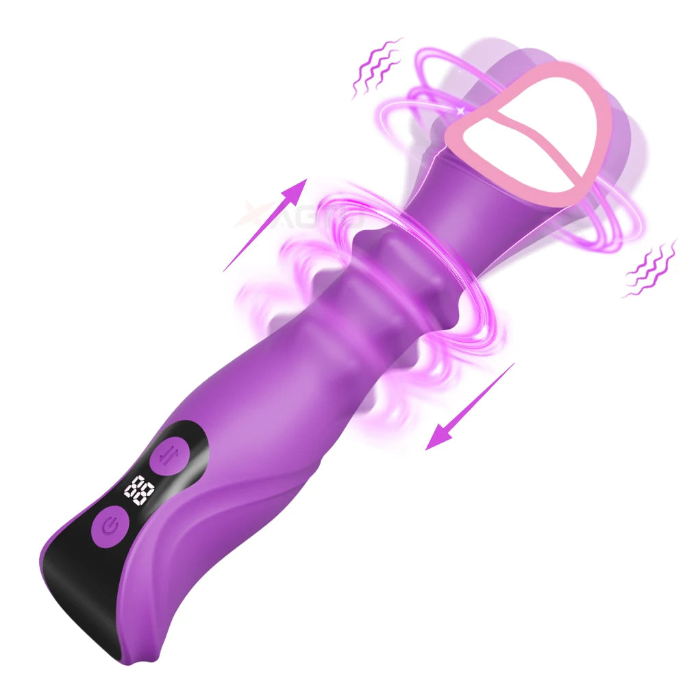 Thrusting Vibrator Dildo Sex Toys , 7.2" Silicone G Spot Rotation Vibrating Dildos Anal Vaginal Stimulator Adult Toys for Women